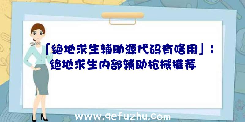 「绝地求生辅助源代码有啥用」|绝地求生内部辅助枪械推荐